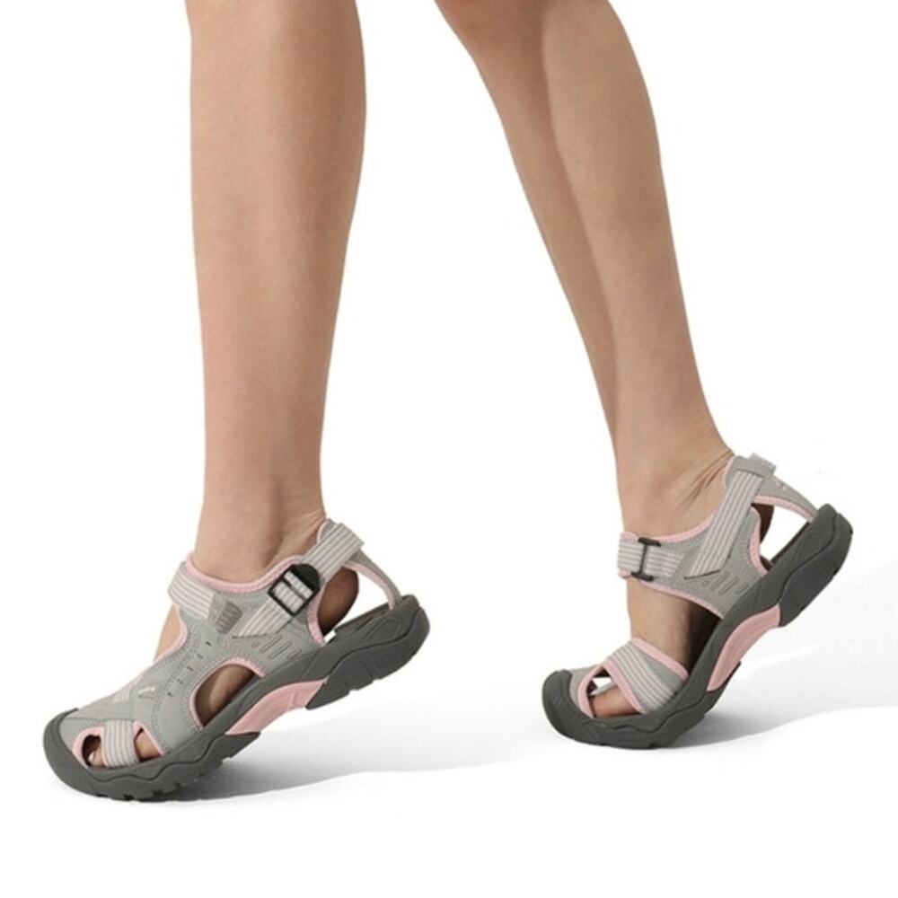 NORTIV8 Women's Sandals Closed Toe Athletic Sport Gray Pink Sandals Size 10